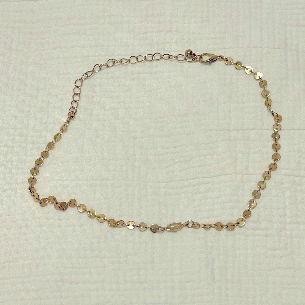 Gold Choker Necklace White Stone